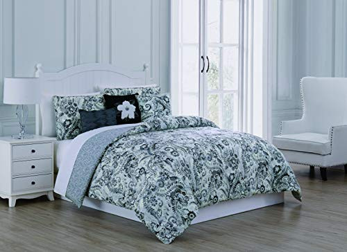 Geneva Home Fashion Carlotta Comforter Set Queen Black/Ivory