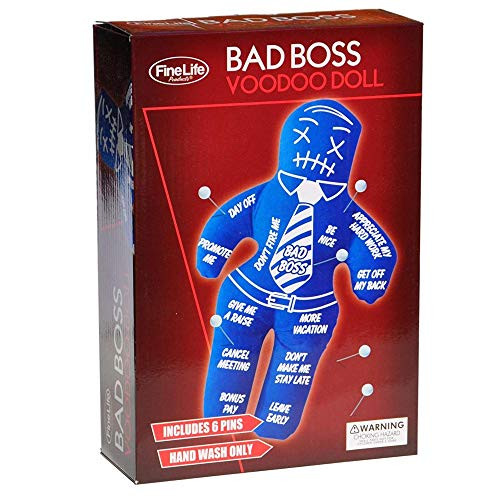 FineLife Products Bad Boss Voodoo Doll with Six Pins - Great Gag Gift Joke for Employees