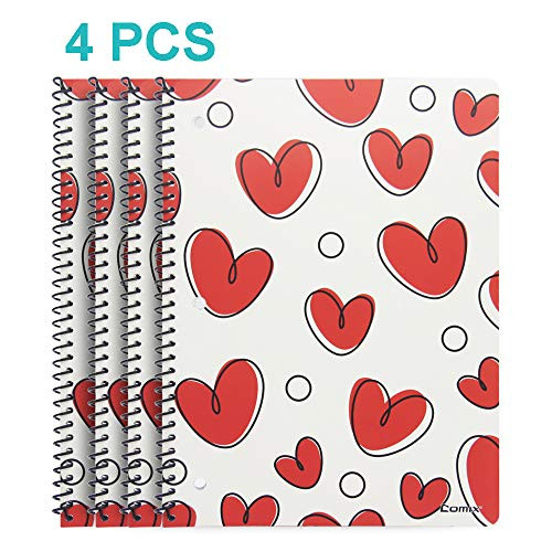 Comix Spiral Notebook,Wide Ruled 1 Subject Paper 10.5"x8",70 Sheets 4-Pack (C9001F-4)