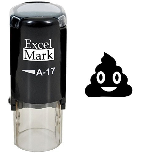 Round Teacher Stamp - Smiling Poop Emoji - Black Ink