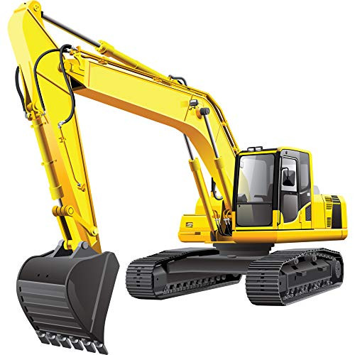 StikArt Yellow Excavator Construction Truck Wall Decal (Small)