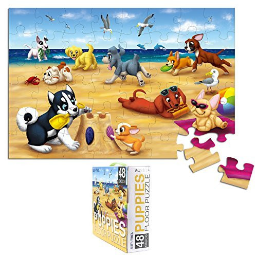 Floor Puzzles for Kids - 48-Piece Giant Floor Puzzle, Puppies on The Beach Jumbo Jigsaw Puzzles for Toddlers Preschool, Toy Puzzles for Kids Ages 3-5, 2 x 3 Feet