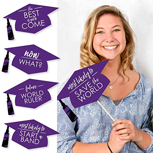 Big Dot of Happiness Hilarious Purple Grad - Best is Yet to Come - Purple Graduation Party Photo Booth Props Kit - 20 Count
