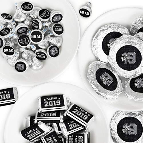 All Star Grad - Mini Candy Bar Wrappers, Round Candy Stickers and Circle Stickers - 2019 Graduation Party Candy Favor Sticker Kit - 304 Pieces