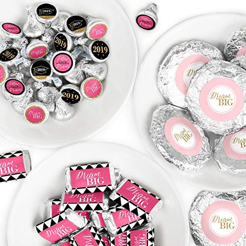 Dream Big - Mini Candy Bar Wrappers, Round Candy Stickers and Circle Stickers -2019 Graduation Party Candy Favor Sticker Kit - 304 Pieces