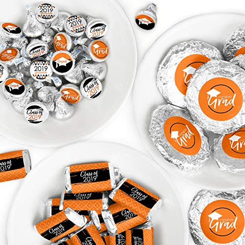 Orange Grad - Best is Yet to Come - Mini Candy Bar Wrappers, Round Candy Stickers and Circle Stickers - 2019 Orange Graduation Party Candy Favor Sticker Kit - 304 Pieces