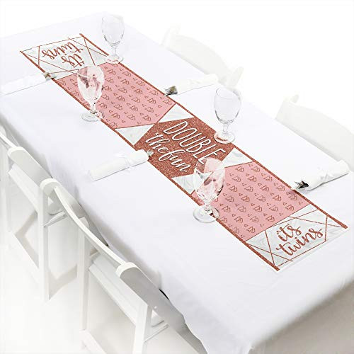 Big Dot of Happiness Its Twin Girls - Petite Pink and Rose Gold Twins Baby Shower Paper Table Runner - 12 x 60 inches Big Dot of Happiness Its Twin Girls - Petite Pink and Rose Gold Twins Baby Shower Paper Table Runner - 12 x 60 inches