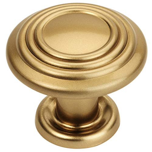 10 Pack - Cosmas 4122GC Gold Champagne 3 Ring Cabinet Hardware Round Knob - 1-1/4" Diameter