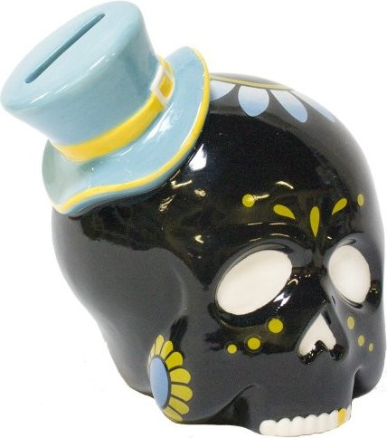 Sourpuss Black Sugar Skull Bank from Clothing