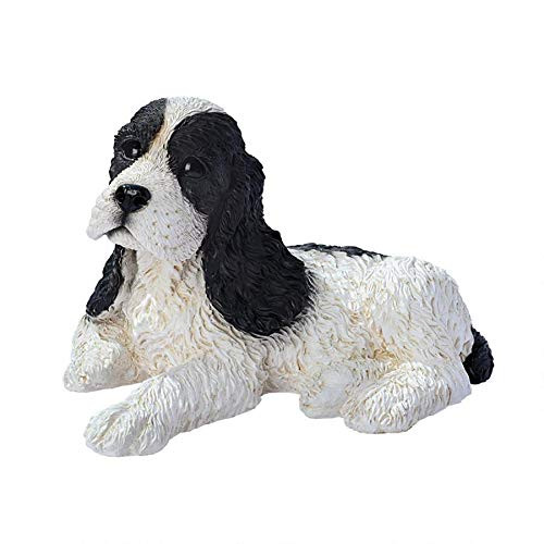 Design Toscano Black and White Cocker Spaniel Puppy Dog Statue, Multicolored