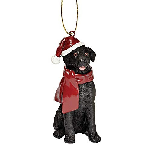 Design Toscano Black Labrador Retriever Holiday Dog Christmas Tree Ornament Xmas Decorations, 3 Inch, Full Color