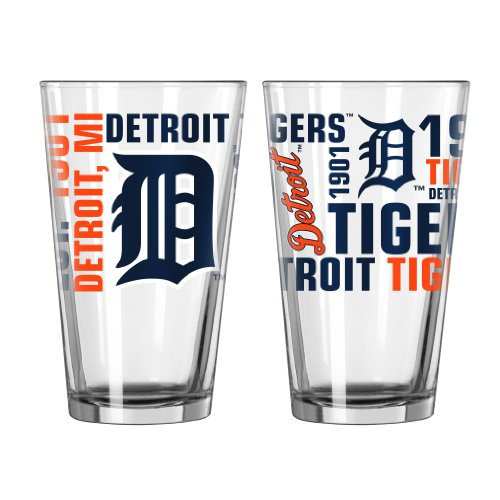 Boelter Brands MLB Detroit Tigers Spirit Pint Glass Set (Pack of 2), 16-Ounce
