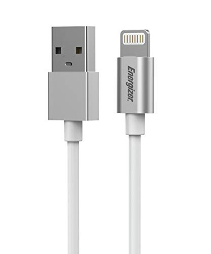 Premier Energizer Ultimate iPhone Charger Lightning Cable 4ft MFi Certified Fast Charging USB Syncing Cables Metal Tip, White 4 Feet