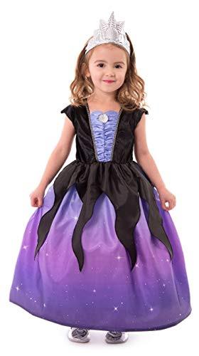 Little Adventures Sea Witch with Soft Crown Dress Up Costume (Medium Age 3-5) Purple