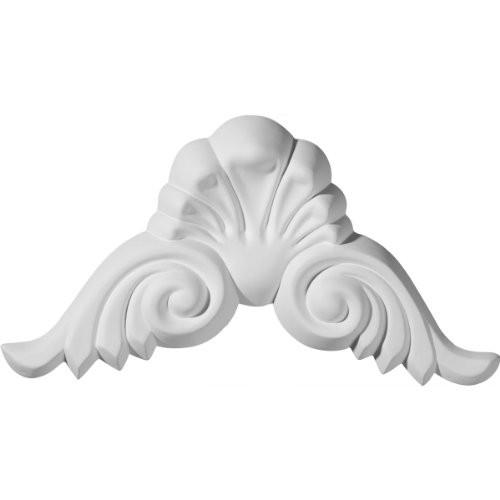 Ekena Millwork ONL09X04X01BO 9-Inch W X 4 3/4-Inch H X 1 1/8-Inch P Bordeaux Shell Center with Scrolls Onlay