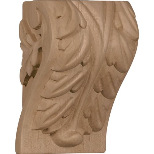Ekena Millwork CORW03X03X05BACH 3 1/4-Inch W x 2 3/4-Inch D x 5-Inch H Medium Acanthus Leaf Block Corbel, Cherry