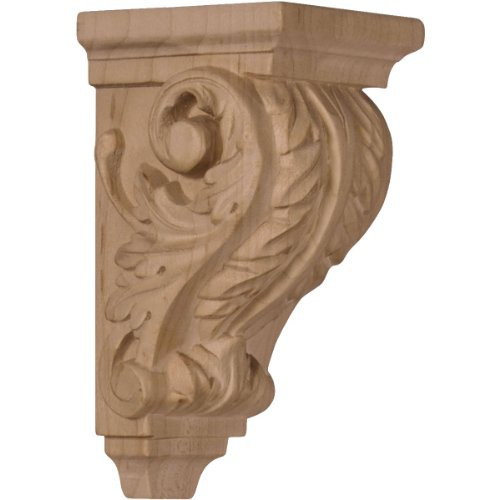 Ekena Millwork CORW02X02X04ACCH 2 1/4-Inch W x 2 1/4-Inch D x 4 1/4-Inch H Extra Small Acanthus Wood Corbel, Cherry