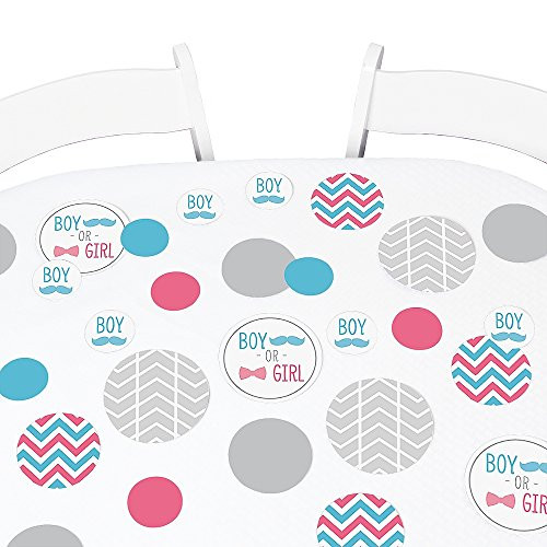 Big Dot of Happiness Chevron Gender Reveal - Baby Shower Giant Circle Confetti - Gender Reveal Party Decorations - Large Confetti 27 Count