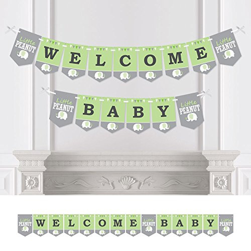 Big Dot of Happiness Green Elephant - Baby Shower or Birthday Party Bunting Banner - Party Decorations - Welcome Baby