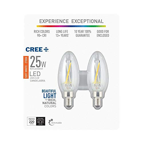 Cree 25W Equivalent Soft White (2700K) B11 Candelabra Exceptional Light Quality Dimmable E12 LED Light Bulb (6-Pack)