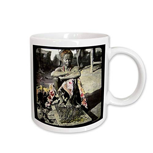 3dRose Hand Tinted Magic Lantern Slide Fakir on a Bed of Nails India Ceramic Mug, 11-Ounce