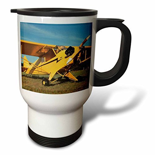 3dRose tm_33350_1 Yellow Cub Plane Travel Mug, 14-Ounce, Stainless Steel