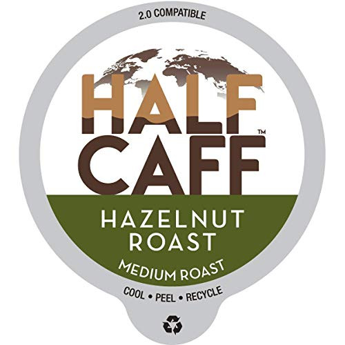 World's Best Half Caff, Hazelnut Flavored Coffee 100ct. Recyclable Single Serve Coffee Pods - Richly satisfying arabica beans California Roasted, k-cup compatible including 2.0