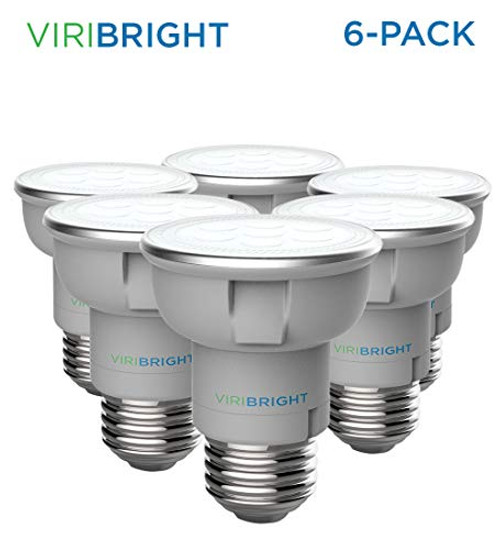 Viribright Par16 Non-Dimmable LED Spotlight, 4.2W (50W Halogen Equivalent), Warm White 2600K, E26 Medium Base, 500 Lumens, 25° Beam Angle, 25,000 Hour Life Time, Pack of 6