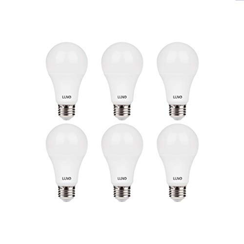LUNO A19 Non-Dimmable LED Bulb, 14W (100W Equivalent), 1500 Lumens, 4000K (Neutral White), Medium Base (E26), UL Certified (6-Pack)