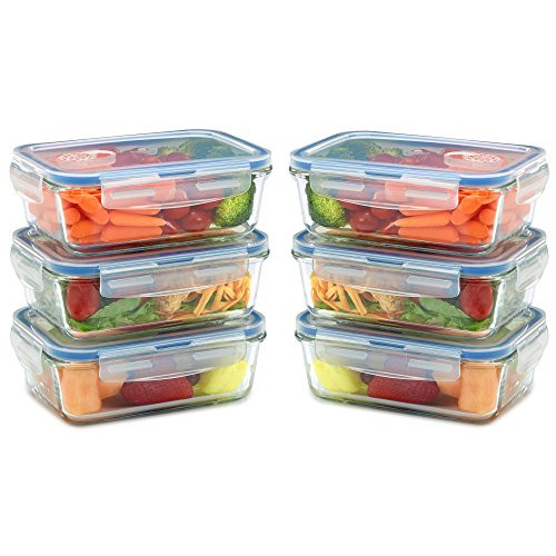 Glass Meal Prep Containers for Food Storage and Prep w/Snap Locking Lids Airtight & Leak Proof - BPA Free - Oven, Dishwasher, Microwave, Freezer Safe - Odor and Stain Resistant Glass Meal Prep Containers for Food Storage and Prep w/Snap Locking Lids Airtight & Leak Proof - BPA Free - Oven, Dishwasher, Microwave, Freezer Safe - Odor and Stain Resistant