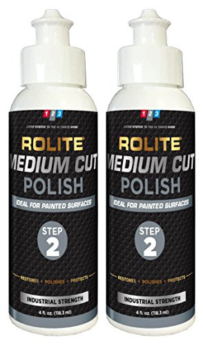 Rolite Medium Cut Polish (4 fl. oz.) for Removing Compound Scratch & Swirl Marks for Automotive Clear-Coat Paints. Low Sling, Easy Clean-up 2 Pack