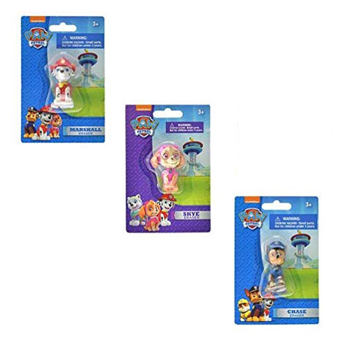 Paw Patrol [3-Pack 2-inch 3D Figure Erasers, Chase, Marshall, Skye