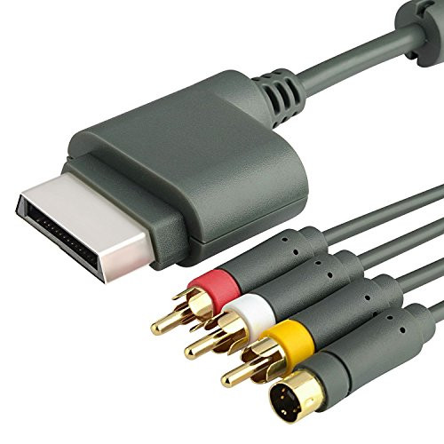Insten 6ft Gray AV Composite and S-Video Cable Compatible With Microsoft Xbox 360 / Xbox 360 Slim Console Video TV Out Cord
