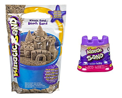 Kinetic Sand - 3lb - Kinetic Beach Sand by Spin Master - Wacky-Tivities | BONUS 5 oz. Neon Sand Assorted |