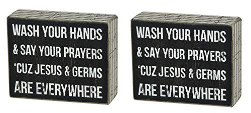 Primitives by Kathy Box Sign, 4-Inch by 5-Inch, Jesus & Germs (2) Primitives by Kathy Box Sign, 4-Inch by 5-Inch, Jesus & Germs (2)