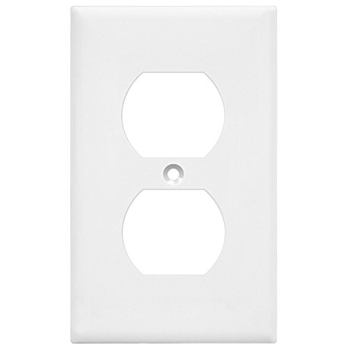 Enerlites 8821-W Duplex Receptacle Outlet Wall Plate, Standard Size 1-Gang, Polycarbonate Thermoplastic, White