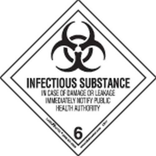 Labelmaster LR17S Infectious Substance Worded Label, Paper, Hazmat, 4" x 4" (Pack of 50)