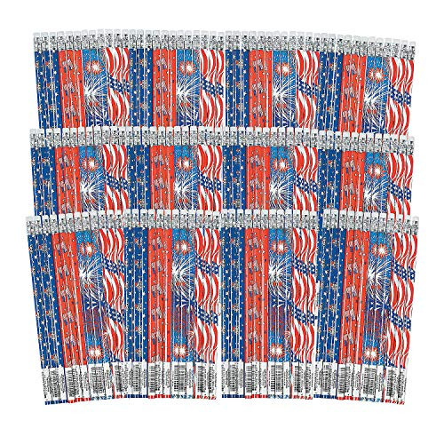 Fun Express - Patriotic Pencil Assortment for Fourth of July - Stationery - Pencils - Pencils - Printed Assortments - Fourth of July - 144 Pieces