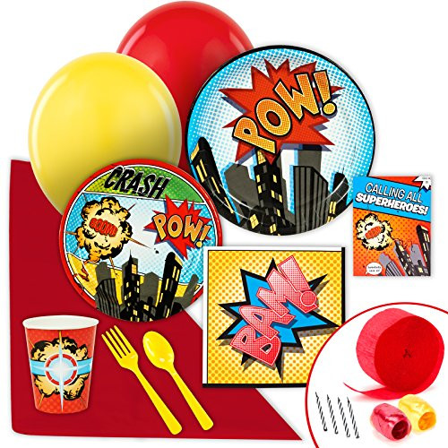 BirthdayExpress Superhero Comics Party Supplies - Value Party Pack