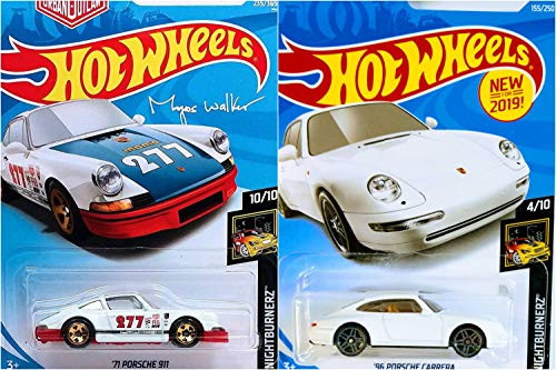 Hot Wheels 71 Porsche 911 235/365 and 96 Porsche Carrera White 155/250 2 Car Bundle Set