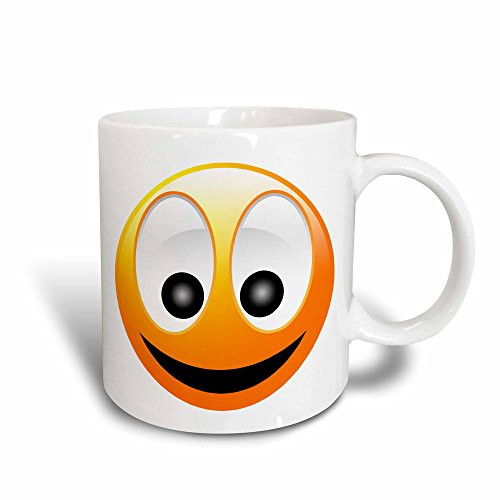 3dRose Smiley Face-1, Yellow, Black Happy Face, Big Smile, Huge Eyes, Magic Transforming Mug, 11-Oz
