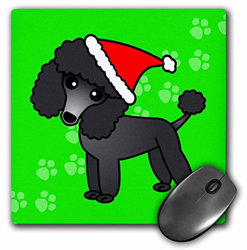 3dRose LLC 8 x 8 x 0.25 Inches Mouse Pad, Cute Black Poodle Green Paw Background with Santa Hat (mp_13766_1) 3dRose LLC 8 x 8 x 0.25 Inches Mouse Pad, Cute Black Poodle Green Paw Background with Santa Hat (mp_13766_1)