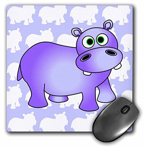 3dRose LLC 8 x 8 x 0.25 Inches Mouse Pad, Pretty Purple Hippopotamus Cute Hippo (mp_24624_1)