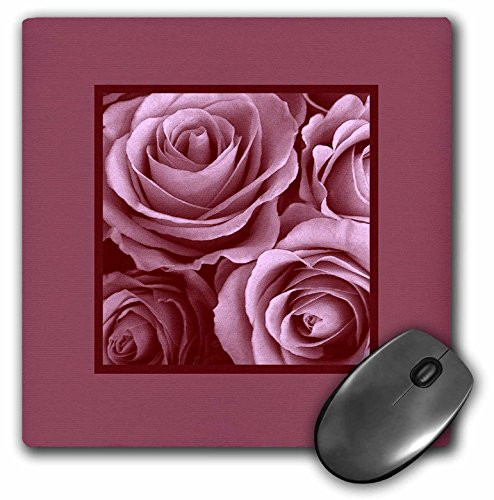 3dRose LLC 8 x 8 x 0.25 Inches Mouse Pad, Pastel Mauve Pink Roses Surrounded by a Rich Mauve Frame (mp_29964_1)