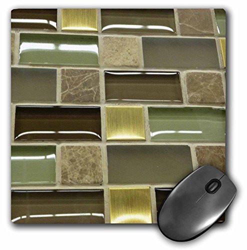 3dRose LLC 8 x 8 x 0.25 Inches Mouse Pad, Olive Brown Gold and Beige Rectangles (mp_34850_1)
