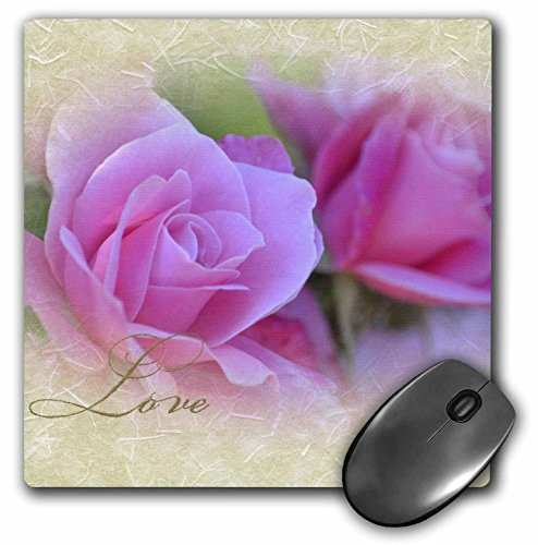 3dRose LLC 8 x 8 x 0.25 Inches Mouse Pad, Romantic Pink Roses Love (mp_57280_1)