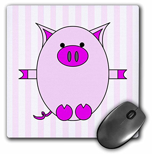 3dRose LLC 8 x 8 x 0.25 Inches Piggy Power Purple Stripes Mouse Pad (mp_6370_1)