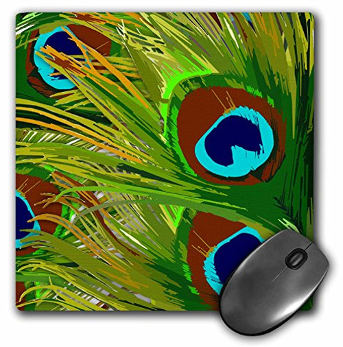 3dRose LLC 8 X 8 X 0.25 Inches Vector Peacock Feathers in Green and Blue Mouse Pad (mp_26435_1) 3dRose LLC 8 X 8 X 0.25 Inches Vector Peacock Feathers in Green and Blue Mouse Pad (mp_26435_1)