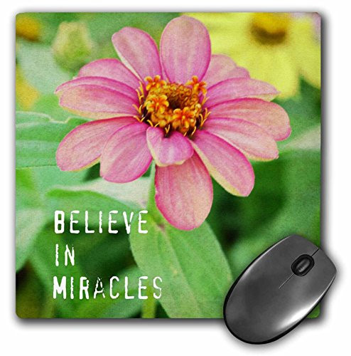3dRose LLC 8 x 8 x 0.25 Inches Mouse Pad, Vintage Miracles Pink Zinnia Flower Flowers (mp_30892_1)