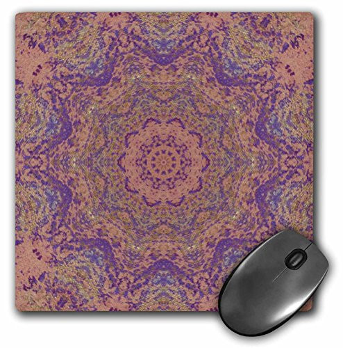 3dRose LLC 8 x 8 x 0.25 Inches Mouse Pad, Purple Gold Splatters on Peach Kaleidoscope Pattern (mp_39478_1)